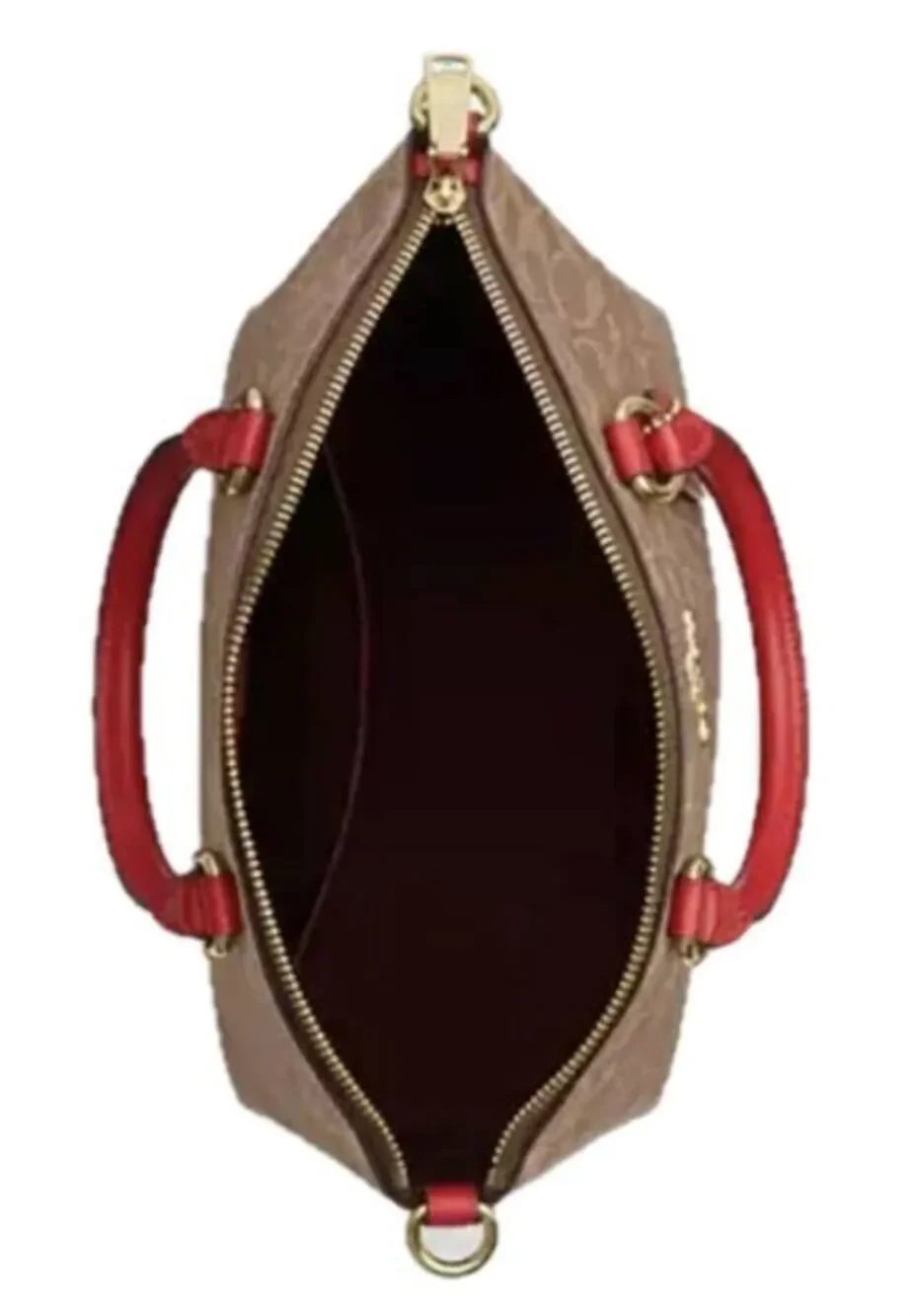 NWT~COACH Sadie Satchel Bag in Signature Canvas & Red Accents~$460 Retail~